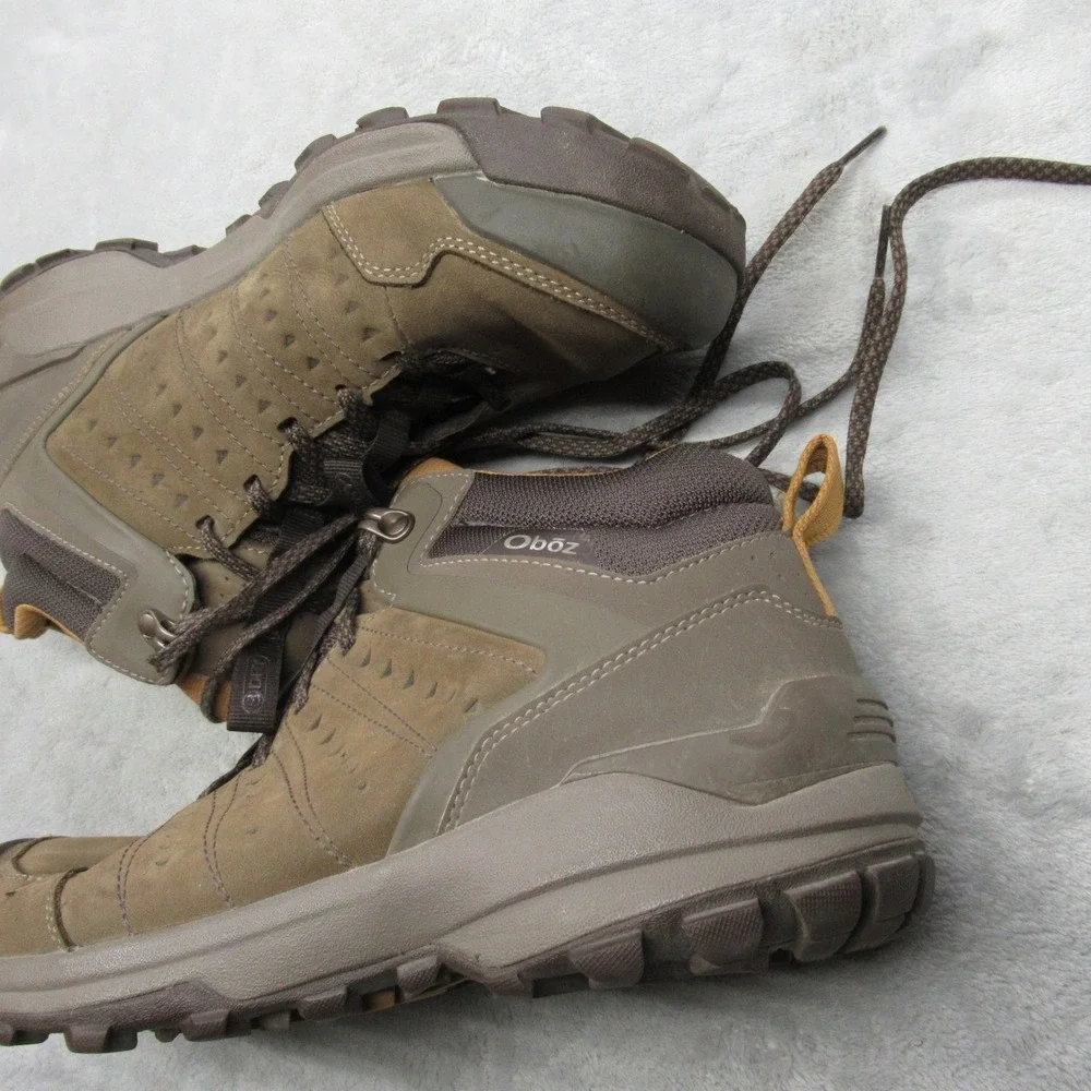 Oboz Hiking Boots Men 9 Green Lace-Up Sypes Mid Leather Waterproof Trail Outdoor